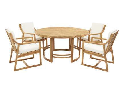5 Piece Outdoor Dining Set, Patio Table And Chairs With Umbrella Hole