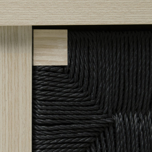 3 Drawer Buffet Sideboard With Adjustable Shelves, Storage Cabinet With Natural Seaweed Decor Doors For Living Room Kitchen Entryway - Natural