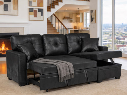 Sectional Sofa With Pull Out Bed, Reversible Chaise