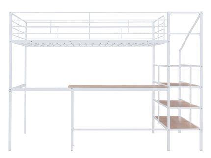 Loft Bed With Desk And Lateral Storage Ladder