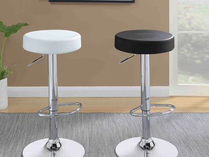 Adjustable Hydraulic Bar Stool With Base And Padded Seat - Black / Silver