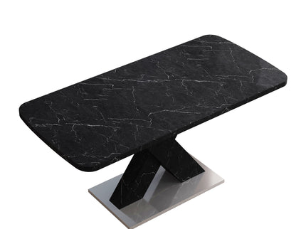 Modern Rectangle Dining Table With Stretchable TopAnd X Shape Legs