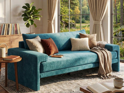 Upholstered 3 Seater Sofa With Wide Armrests
