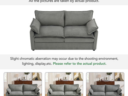 Modern Loveseat Sofa, Upholstered Couch With Side Storage Pockets