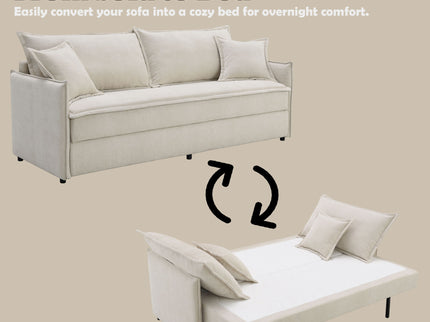 Elisea - Sleeper Sectional Sofa With 2 Toss Pillows - Beige