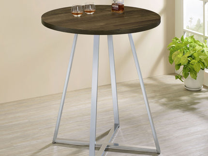 Burkhart - Round Height Bistro Bar Table - Brown Oak