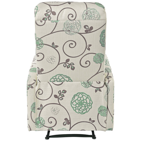 Modern Manual Recliner, Home Theater Chair With Adjustable Backrest For Living Room - Beige / Blue