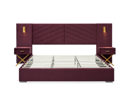 Comfortable Upholstered Bed With Vertical Channel Tufted Wingback Headboard