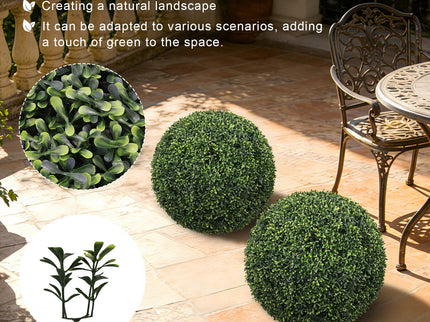Artificial Topiary Balls, Outdoor Decorative Spheres For Garden (Set of 2) - Green