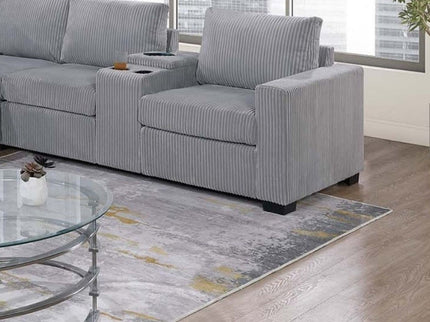 Modern Style L-Shape Sectional Set, USB Ports, Cup Holder