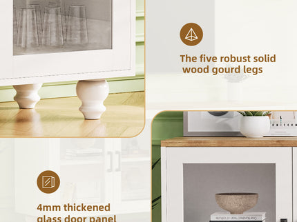 Farmhouse TV Stand With Solid Wood Gourd Shaped Legs For TVs Up To 70"