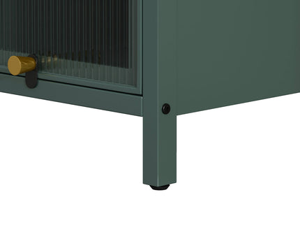 Glass Door Cabinet With Tier Storage