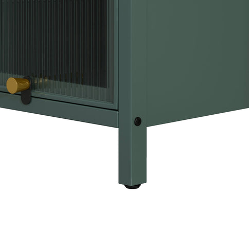 Glass Door Cabinet With Tier Storage