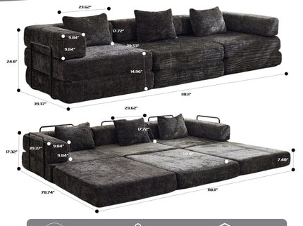 Convertible Floor Sofa Bed, Boneless Modular Sectional Sofa For Living Room