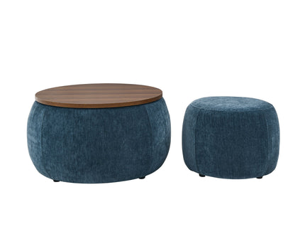 Round Storage Ottoman, 2 In 1 Function, End Table And Ottoman