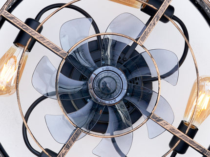 20" Iron Art Ceiling Fans With Remote, Flush Mount Ceiling Fan With 6 Speeds Reversible Motor, Not Included Bulbs - Blush / Gold / Bronze