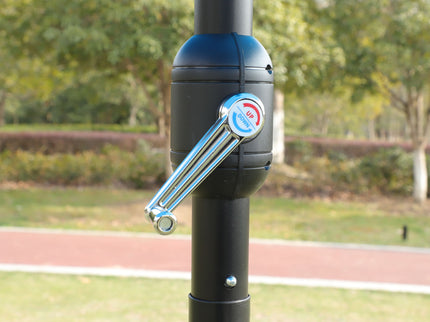 Double- Sided Outdoor Market Umbrella With Lights And Base