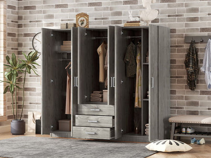 6 Doors Wardrobe Storage For Bedroom, With Big Drawers