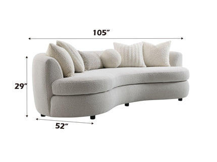 Iniko - Boucle Sofa With Toss Pillows - Beige
