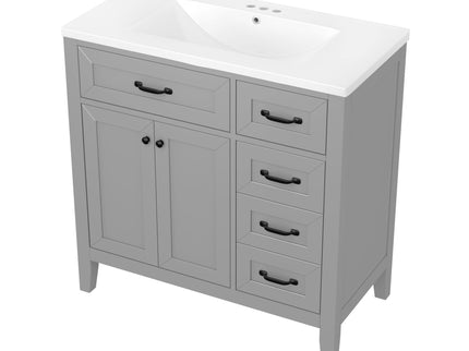 Modern Bathroom Vanity With Sink, Freestanding Design With Drawers And Doors