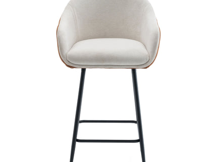 Modern Style Counter Height Bar Stools, With Comfortable Upholstery, Durable Metal Legs Ensure Stability - Brown