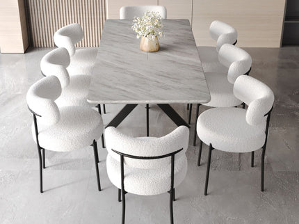 Extendable Dining Table Set With Curved Backrest Upholstered Chairs