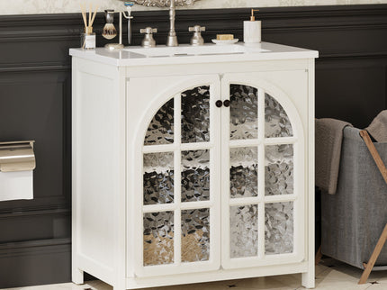 Vintage Farmhouse Bathroom Vanity With Ceramic Sink
