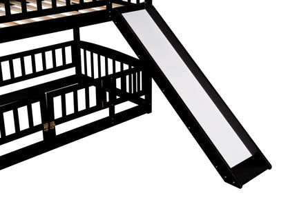 Low Bunk Bed With Slide, Fence And Ladder