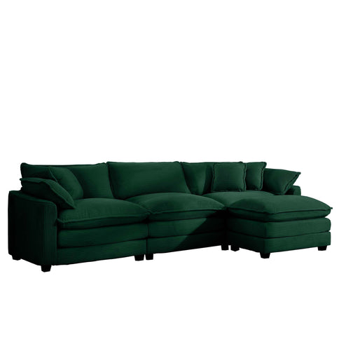 Modern Modular Cushion Sofa With Ottoman, Low Back, Deep Seating Sofa Set