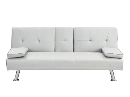 Futon Sofa Bed With Armrest Two Holders Wood Frame, Stainless Leg