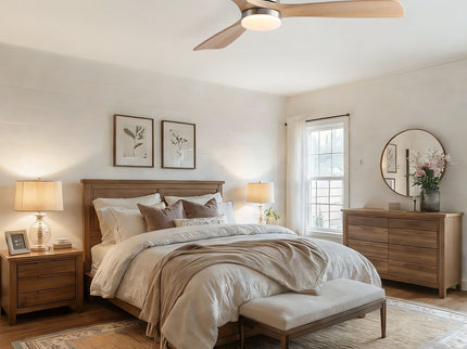 Low Profile Flush Mount Intergrated LED Ceiling Fan With Light And Silent Reversible Motor