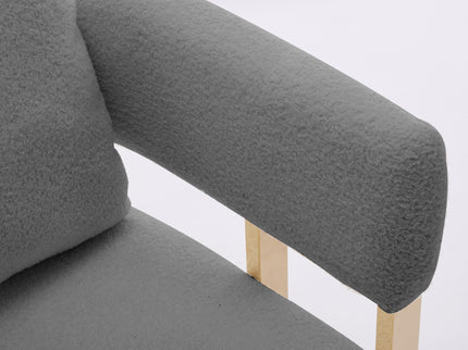 Modern Decorative Chair Teddy Fleece Upholstered And Metal Foot