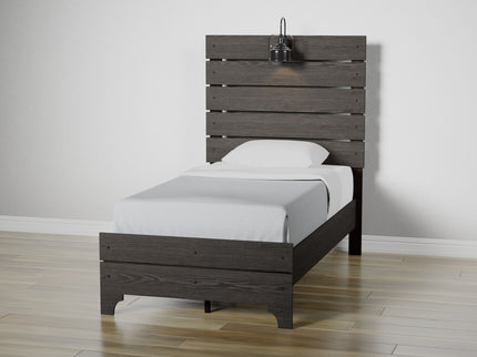 Twin Bed With Integrated Lights - Brown