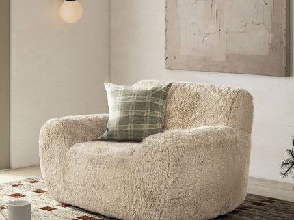 Summit - Faux Sheepskin Overstuffed Arm Chair - Cream Beige