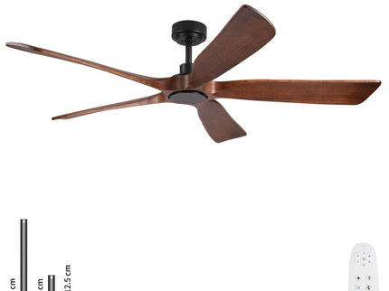 Ceiling Fan With Light And Remote Control, Noiseless, 6 Speeds Reversible, Quiet DC - Matte Black
