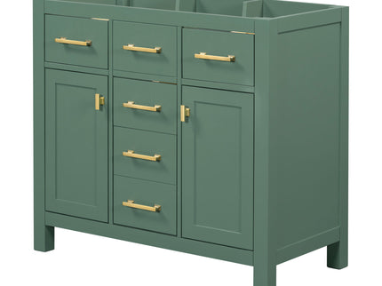 Freestanding Bathroom Vanity With 4 Drawers & 2 Cabinets - Green