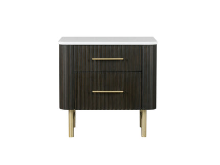 Clayten - Nightstand - Espresso / White Marble