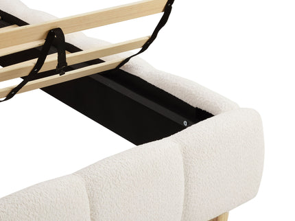 Pula - Queen Platform Bed With Upholstered Headboard, Slat Support, No Box Spring Needed - Ivory
