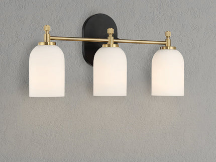Meadows - 3 Lights Vanity Brush Bathroom Wall Light For Bathroom Over Mirror - Black / Gold / White