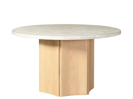 Qwin - Marble Top Round Dining Table - Natural