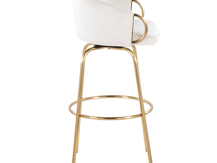 Claire - Contemporary / Glam Fixed Height Bar Stool (Set of 2) Round Footrest (Set of 2)