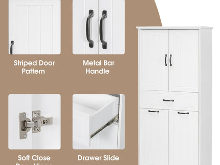 Modern Bathroom Storage Cabinet With Two Laundry Baskets, One Drawer, Adjustable Shelf