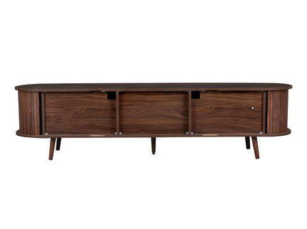 70" TV Stand With Tambour Doors And Fluted Drawers - Dark Brown