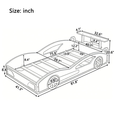 Race Car Platform Bed & Wheels