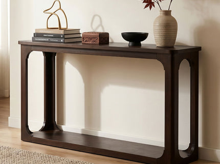 Console Table With Open Arch Cutouts For Living Room Hallway - Espresso