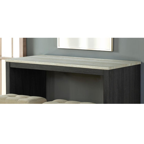 Dining Table Set With Biscuit Tufted Stools - Beige / Black / Gray
