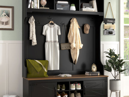 Farmhouse Hall Tree With Bench And Shoe Storage