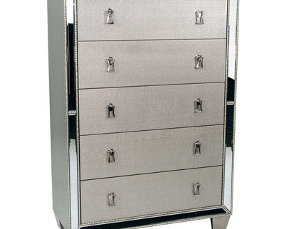 5 Drawer Chest Bedroom Furniture - Silver