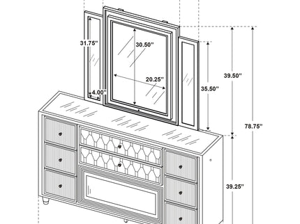 Mika - 8 Drawer LED Dresser And Mirror Set - Ivory