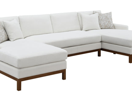 Valiant - Chenille Sectional Sofa With 4 Pillows - Ivory